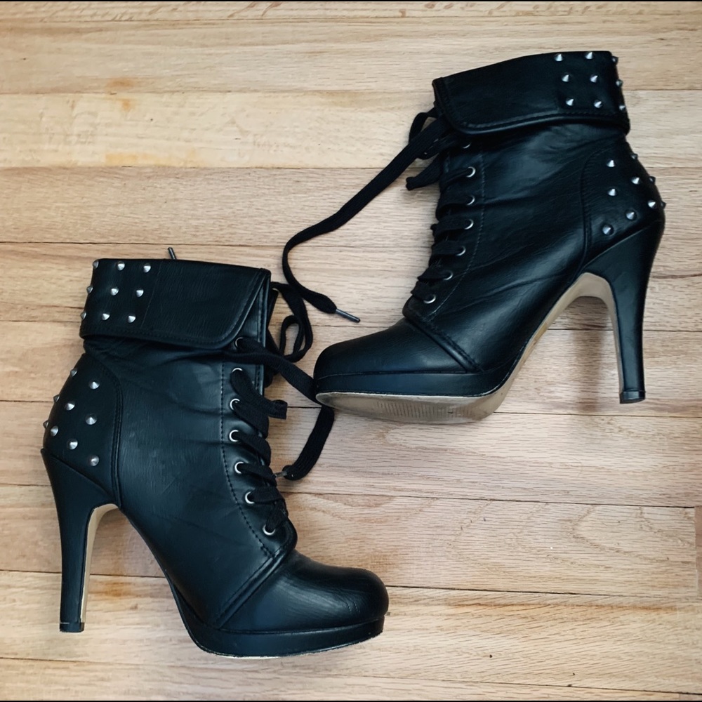 Madden Girl black Heeled Boots with studs